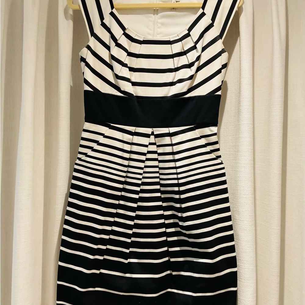 Elegant Black and White Striped Dress